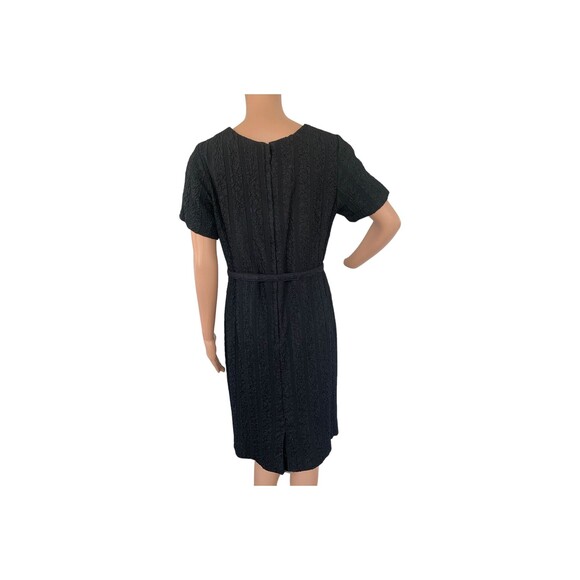 Vintage 60s Black Dress Church 34 Waist 37 Bust Short Sleeve - Picture 5 of 8